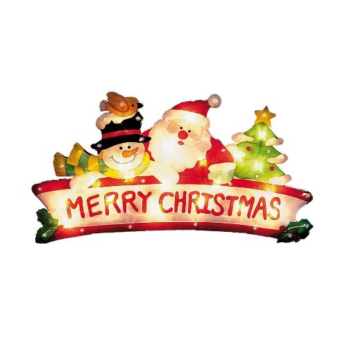 The Christmas Shop Santa-Snowman-Tree Lit Display Multi Colour